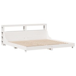 Cadre de lit sans matelas blanc 200x200 cm bois massif de pin 