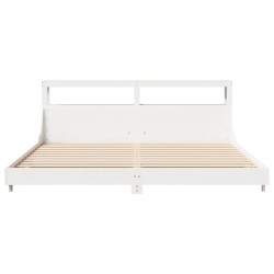 Cadre de lit sans matelas blanc 200x200 cm bois massif de pin 