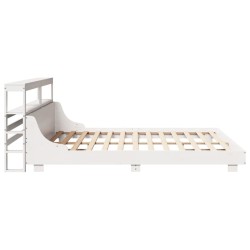 Cadre de lit sans matelas blanc 200x200 cm bois massif de pin 