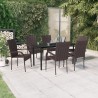 Ensemble à manger de jardin 7 pcs Marron et noir 