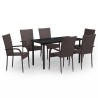 Ensemble à manger de jardin 7 pcs Marron et noir 