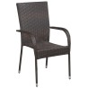 Ensemble à manger de jardin 7 pcs Marron et noir 