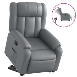 Fauteuil inclinable électrique gris similicuir 
