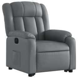 Fauteuil inclinable électrique gris similicuir 