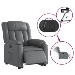 Fauteuil inclinable électrique gris similicuir 