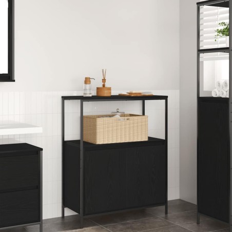 Meuble de salle de bain avec étagères chêne noir 76,5x35x95 cm 