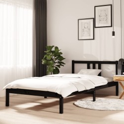 Cadre de lit sans matelas noir bois massif 100x200 cm 