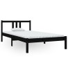 Cadre de lit sans matelas noir bois massif 100x200 cm 