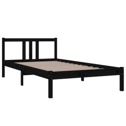 Cadre de lit sans matelas noir bois massif 100x200 cm 