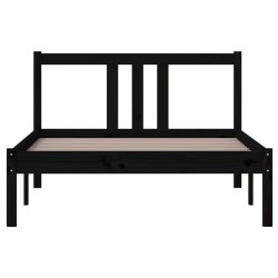 Cadre de lit sans matelas noir bois massif 100x200 cm 