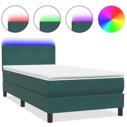 Sommier à lattes de lit et matelas vert foncé 90x210 cm velours 