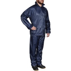 Combinaison de pluie avec capuche 2 pcs Hommes Bleu marine M  