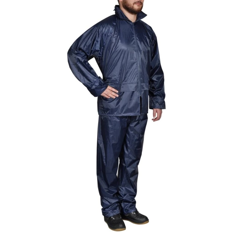 Combinaison de pluie avec capuche 2 pcs Hommes Bleu marine M  