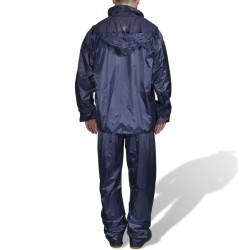 Combinaison de pluie avec capuche 2 pcs Hommes Bleu marine M  