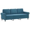 Canapé à 3 places avec repose-pieds Bleu 180 cm Velours 