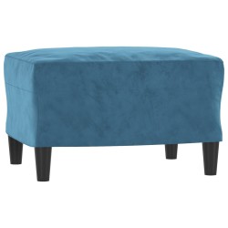 Canapé à 3 places avec repose-pieds Bleu 180 cm Velours 