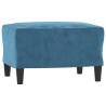 Canapé à 3 places avec repose-pieds Bleu 180 cm Velours 