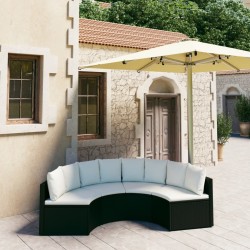 Salon de jardin 4 pcs avec coussins Résine tressée Noir 