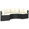 Salon de jardin 4 pcs avec coussins Résine tressée Noir 