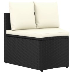 Salon de jardin 4 pcs avec coussins Résine tressée Noir 