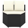 Salon de jardin 4 pcs avec coussins Résine tressée Noir 
