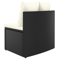 Salon de jardin 4 pcs avec coussins Résine tressée Noir 