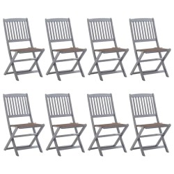 Chaises pliables d'extérieur lot de 8 et coussins Bois d'acacia 