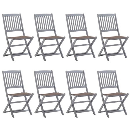Chaises pliables d'extérieur lot de 8 et coussins Bois d'acacia 
