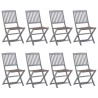 Chaises pliables d'extérieur lot de 8 et coussins Bois d'acacia 