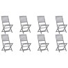 Chaises pliables d'extérieur lot de 8 et coussins Bois d'acacia 