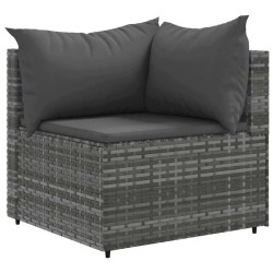Salon de jardin 6 pcs avec coussins Gris Résine tressée 