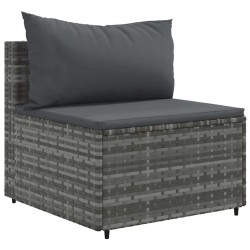 Salon de jardin 6 pcs avec coussins Gris Résine tressée 