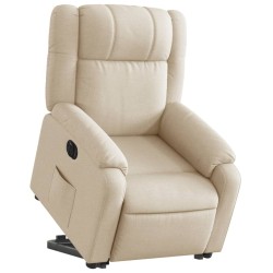 Fauteuil inclinable électrique crème tissu 