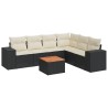 Salon de jardin 7 pcs avec coussins noir résine tressée 