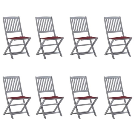 Chaises pliables d'extérieur lot de 8 et coussins Bois d'acacia 
