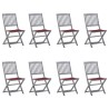 Chaises pliables d'extérieur lot de 8 et coussins Bois d'acacia 