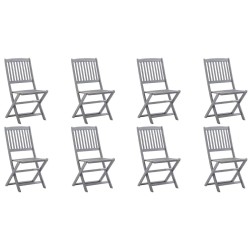 Chaises pliables d'extérieur lot de 8 et coussins Bois d'acacia 