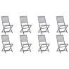 Chaises pliables d'extérieur lot de 8 et coussins Bois d'acacia 