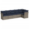 Salon de jardin 6 pcs avec coussins gris résine tressée 