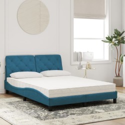 Lit avec matelas bleu 140x190 cm velours 