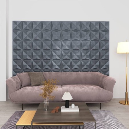 Panneaux muraux 3D 48 pcs 50x50 cm gris origami 12 m² 