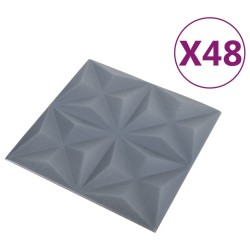 Panneaux muraux 3D 48 pcs 50x50 cm gris origami 12 m² 