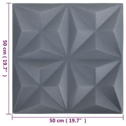 Panneaux muraux 3D 48 pcs 50x50 cm gris origami 12 m² 