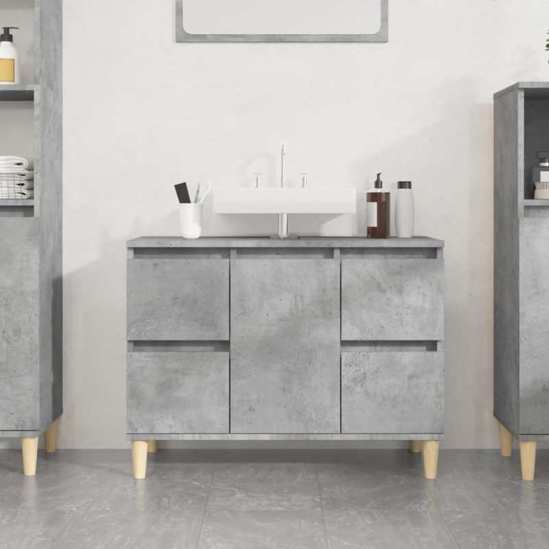 Meuble d'évier gris béton 80x33x60 cm bois d'ingénierie 