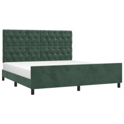 Cadre de lit sans matelas vert foncé 160x200 cm velours 
