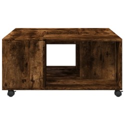 Table basse chêne fumé 80x80x40 cm bois d'ingénierie 
