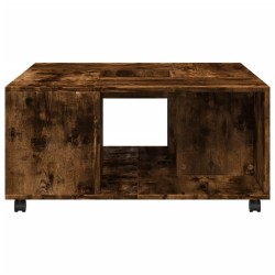 Table basse chêne fumé 80x80x40 cm bois d'ingénierie 