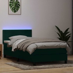 Sommier à lattes de lit et matelas vert foncé 90x210 cm velours 