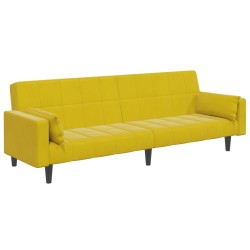 Canapé-lit à 2 places avec repose-pied jaune velours 