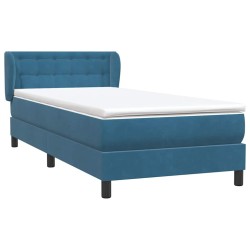 Sommier à lattes de lit et matelas bleu foncé 80x220 cm velours 